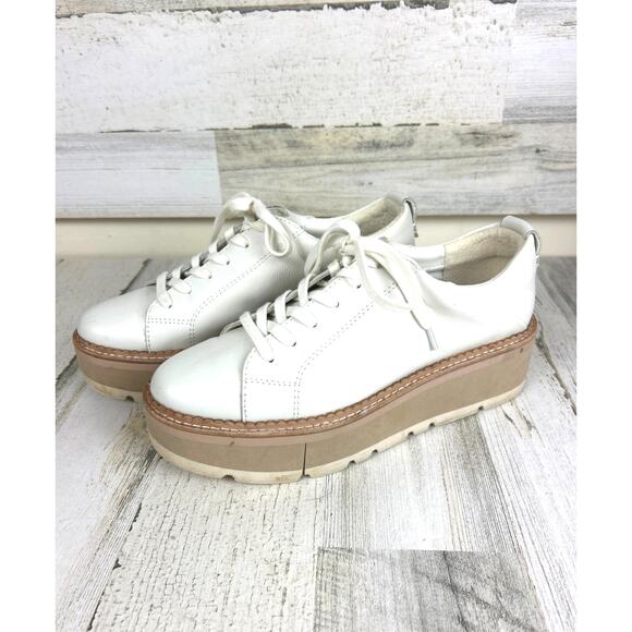 Dolce Vita Women’s 7.5 White Leather Toyah Platform Lace Up Sneakers Shoe - Picture 1 of 8
